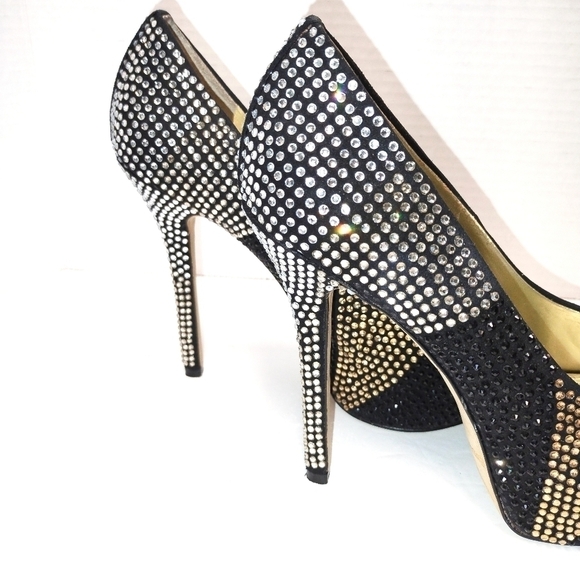 Enzo Angiolini silver gold and black rhinestones platform shoes Size: 6.5 - Picture 5 of 8